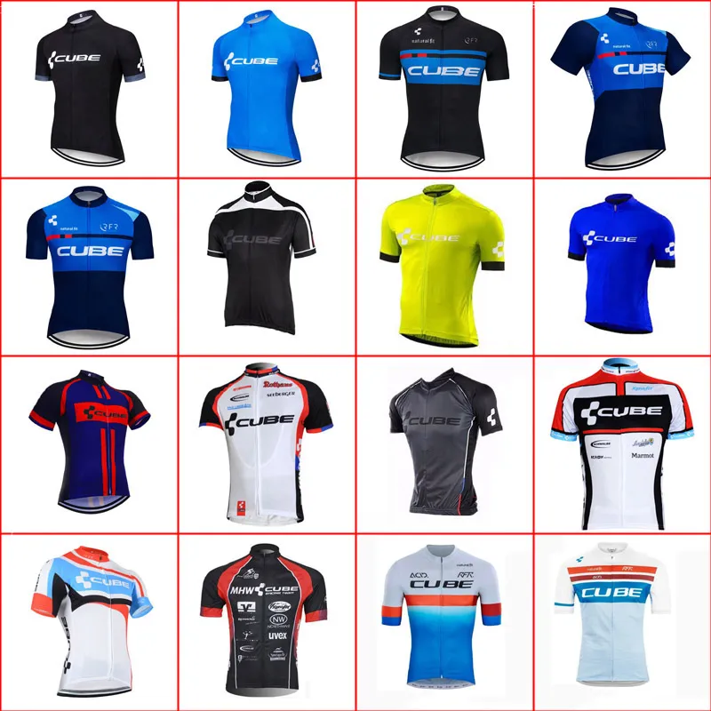 Cube Pro Team Męski Kolarstwo Krótkie Rękawy Koszulki Jersey Road Racing Koszule Jazda na rowerze Topy Oddychające Sporty Outdoor Sports Maillot S210052801