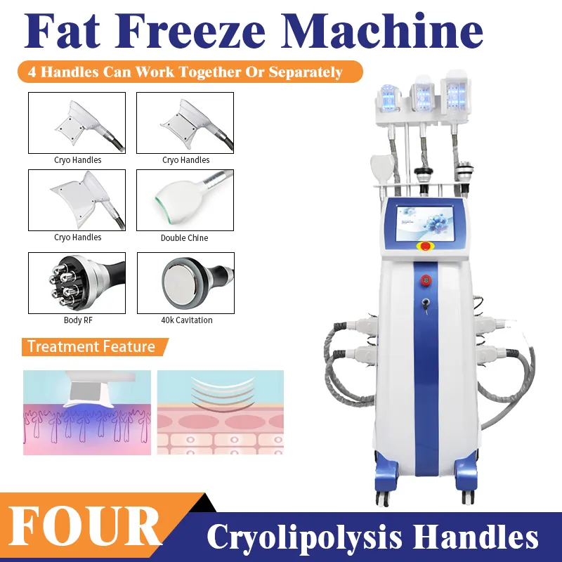 Fat Freeze Slimming Body Sculpting Machine 3 Cryo Handtag 40K Cavitation/RF/360 Double Chin Freezing Handle Equipment
