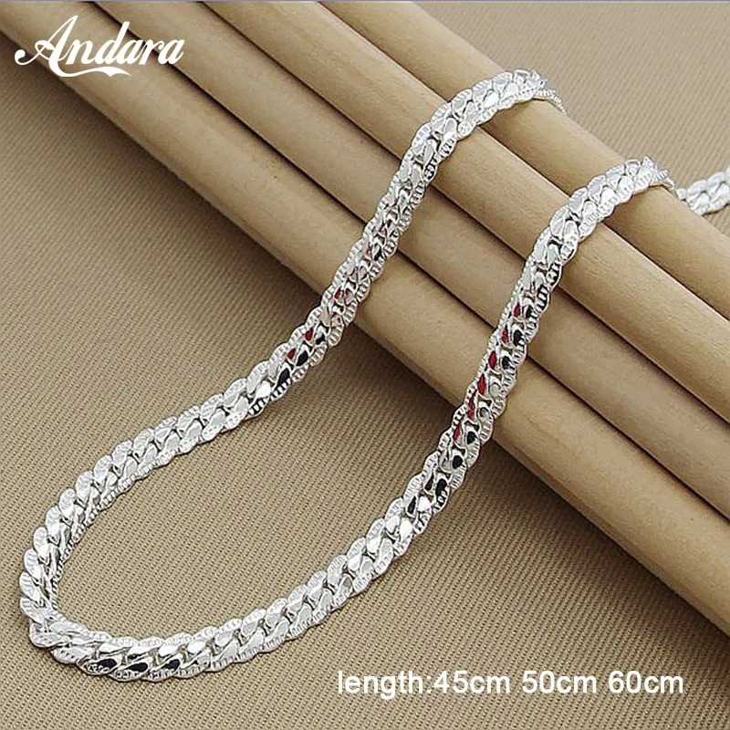 Оптовая цена 6 мм полное боковое ожерелье для женщин мужчин 925 стерлинговые серебряные серебряные украшения змеи цепи ожерелья