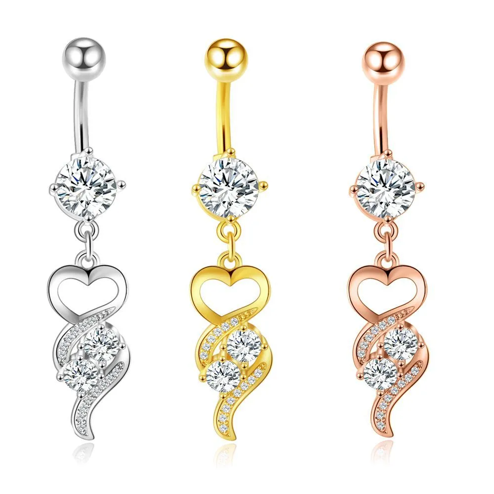 Acier chirurgical Zircon pendentif nombril anneaux Sexy nombril barres cristal corps Piercing anneau bijoux