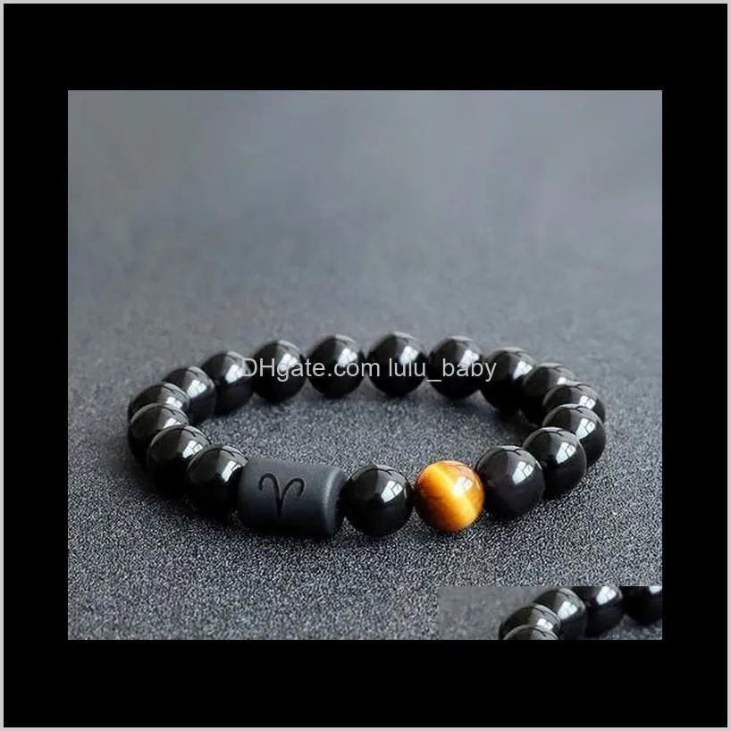 constellation zodiac bracelet healing lucky men natural stone beads couple for women friend gift beaded, strands