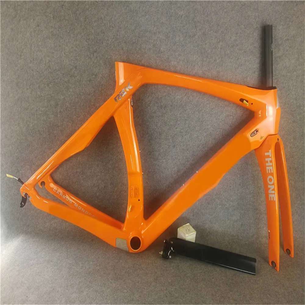 재고 있음 모든 오렌지 RB1K 하나의 슬리버 탄소 도로 자전거 프레임 자전거 사이클링 프레임 셋 광택 BB86