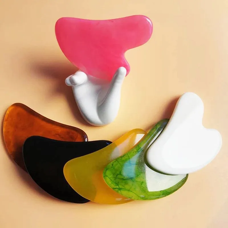 Colori per la pulizia Giada naturale Gua Sha Raschietto Massaggio Quarzo rosa Pietra Guasha per viso Collo Sollevamento della pelle Rimozione delle rughe Strumenti per la cura della bellezza