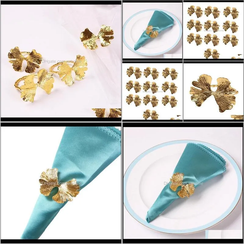 10Pcs/Lot Vintage Ginkgo Leaf Napkin Buckle Ring Forest Series Wedding Rings