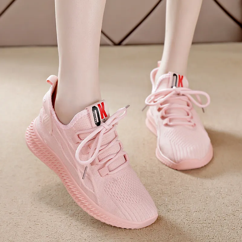 2021 Super Light Breathable Running Shoes For Men Womens Sports Knit Black White Pink Grey Casual Couples Sneakers EUR 35-41 WY01-F8801
