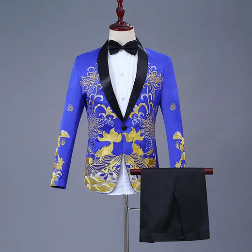 Royal Blue Gold African Butterfly Fish Embroidered Dress Suit For Men One  Button Shawl Lapel Perfect For Stage, Prom, Party, Wedding Set Terno  Masculino 210522 From Dou01, $54.25