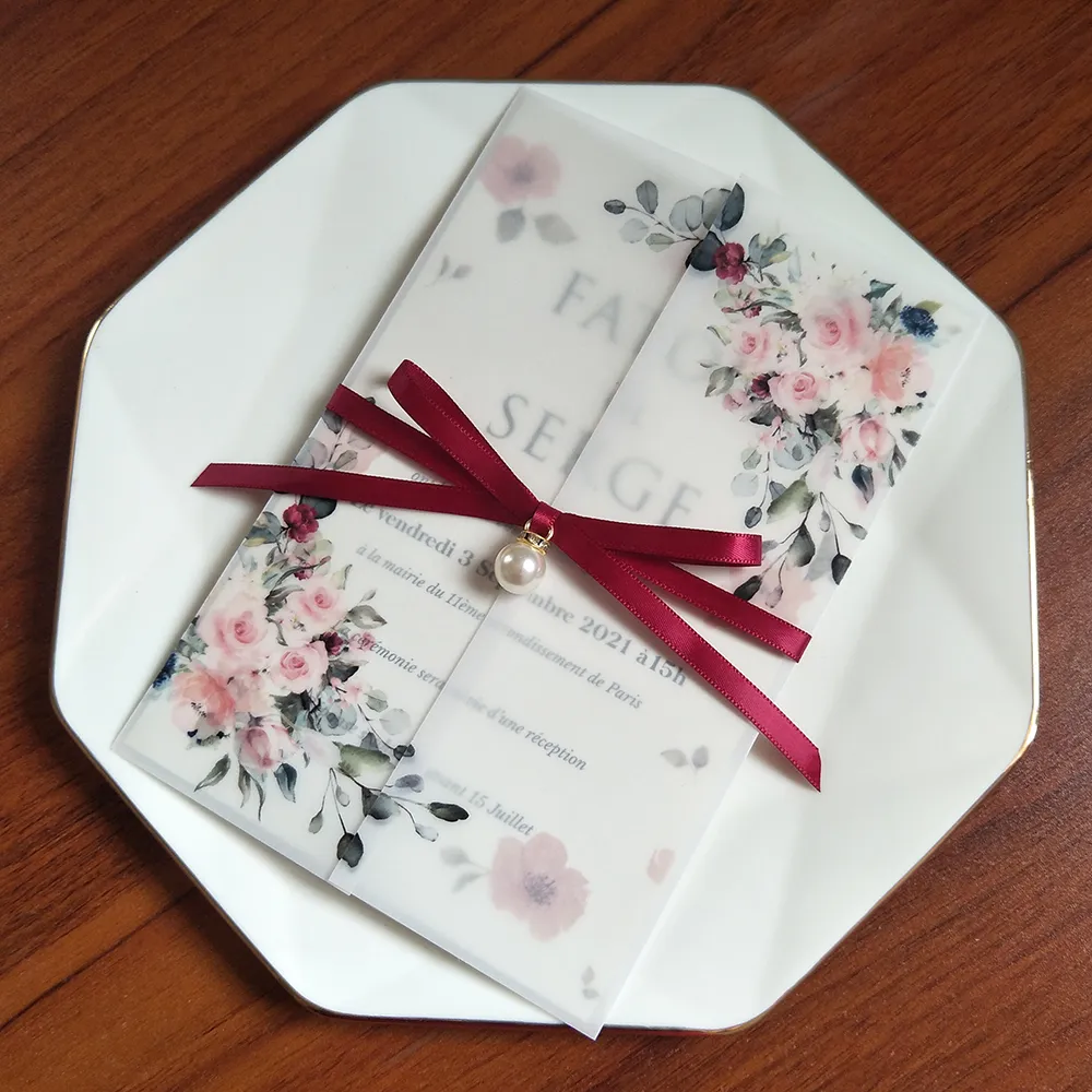 Cicek Bas l Vellum Du un Davetiyesi Rhinestone ve erit Diy izleme Sarma Tebrik Kartlar Tatl 15 Do um Gunu Partisi