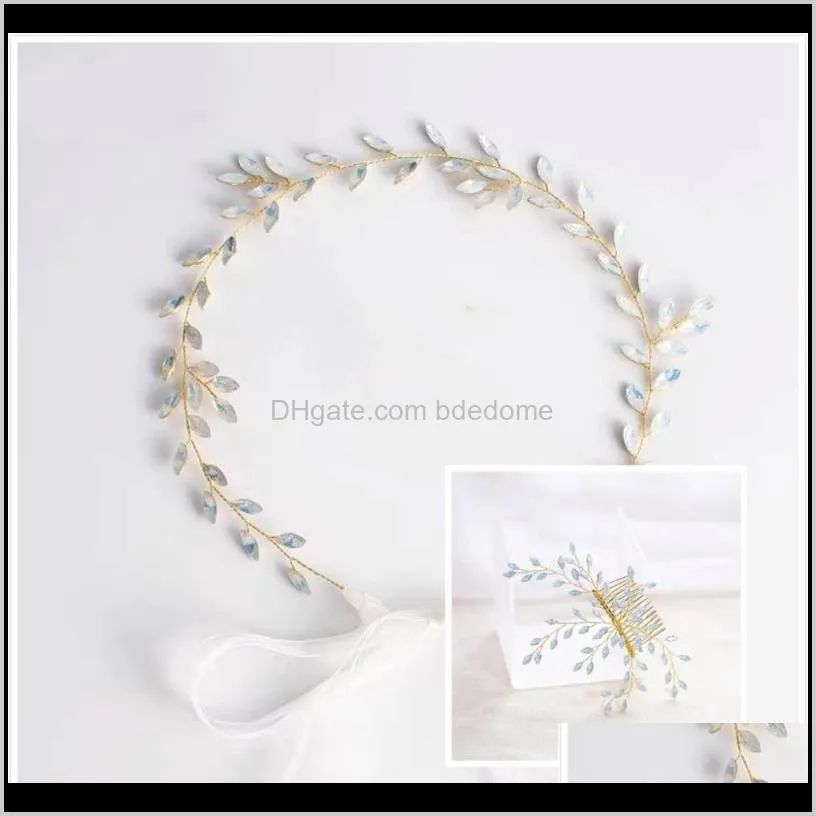 Andere drop -levering 2021 2 stks goudkleur haarbanden en kamt strass Rhinestone bruiloft sieraden aessories vrouwen handgemaakt haar ornament decoratie vu6