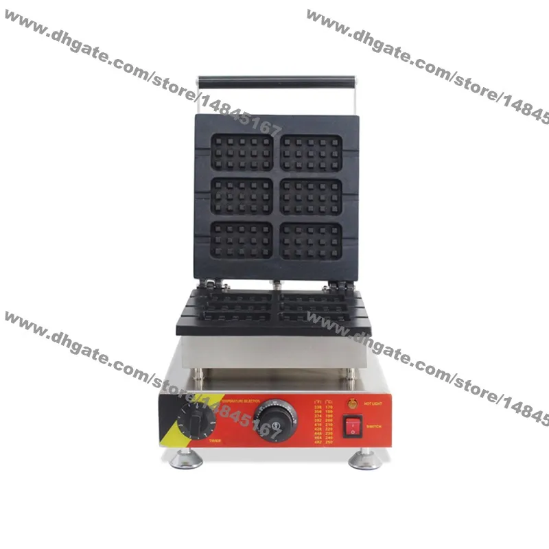 Commercial Use Non-stick 110v 220v Electric 6pcs Square Belgium Belgian Waffle Stick Baker Maker Iron Machine