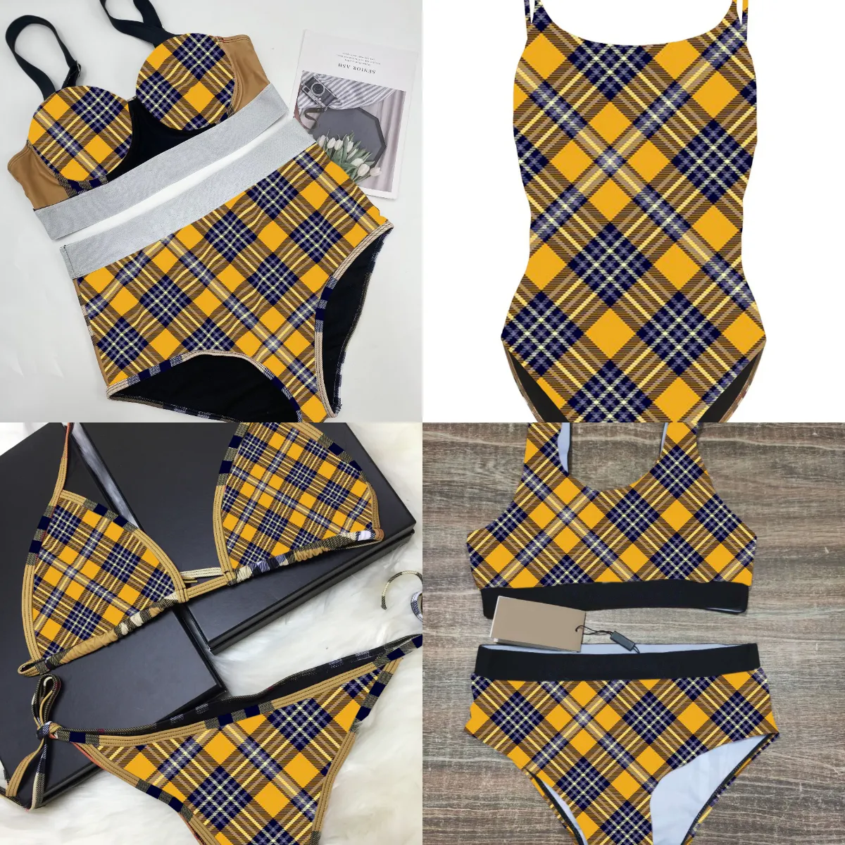 Yellow plaid bathing best sale suit