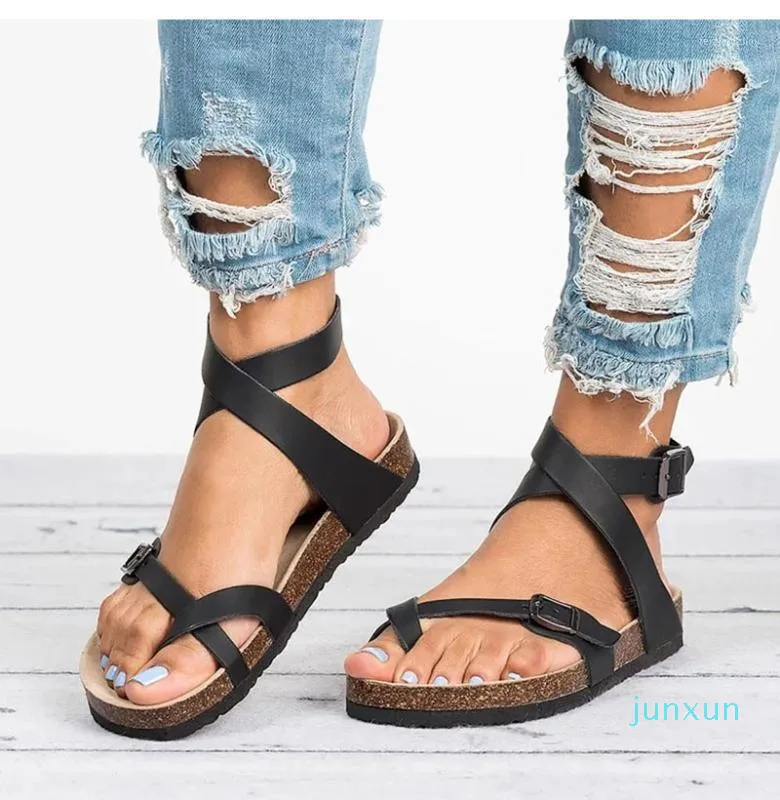 Sandálias Mulheres sapatos de verão sandálias planas para a praia Chaussures femme entupimento mais tamanho 43 flip flop casual a001941