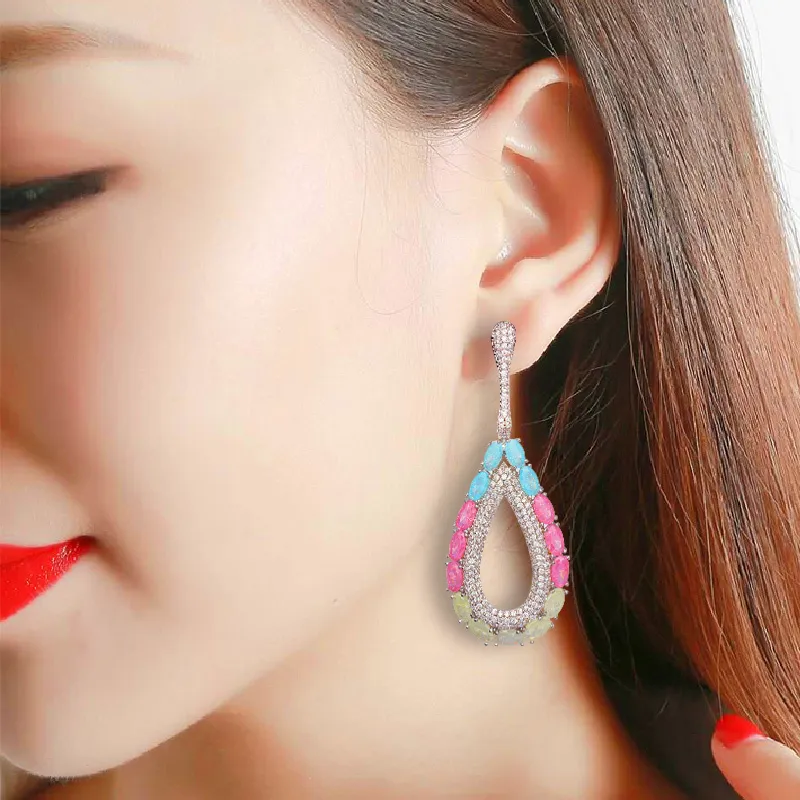 Ice Crack Cubic Zircon Earring Koreansk Eardrop 2020 Högkvalitativ För Kvinnor Bröllop Förlovning Smycken