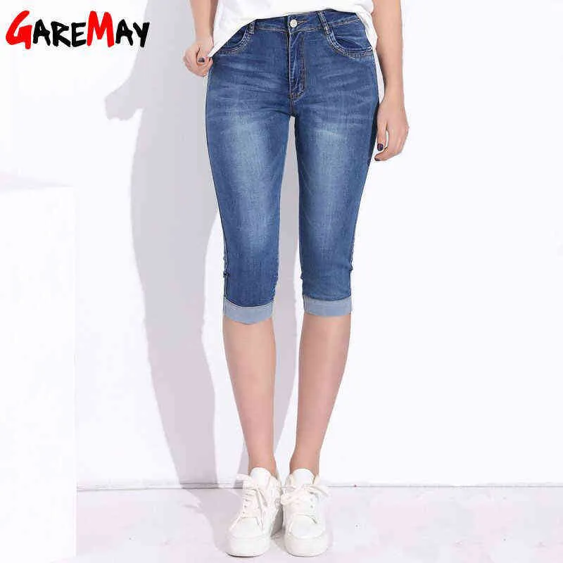 Garemay Plus Größe Skinny S Jeans Frau Weibliche Stretch Knielange Denim Shorts Hosen Frauen mit hoher Taille Sommer 211129