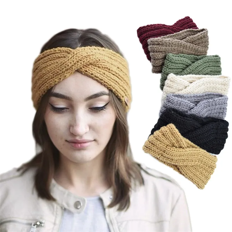 Neueste Mädchen Gestrickte Stirnbänder Turban Crochet Twist Kopfbedeckung Winter Ohrwärmer Headwrap Elastisches Haarband Frauen Haarschmuck 64 Z2