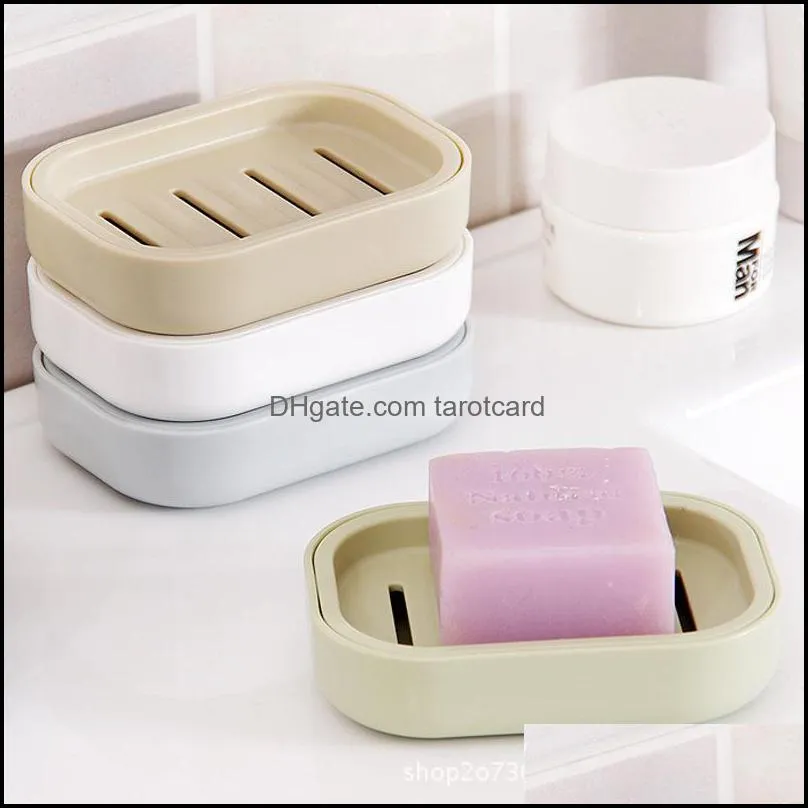 Thicken Plastic Soap Dish Soap Tray Holder With Lids Jaboneras Rack Plate Box Container Soap Dishes For Bath Shower Bathroom Supplies