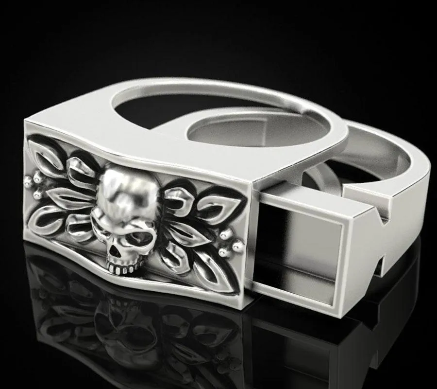 Klusterringar FDLK Mäns Fashion Skull Ring Secret Compartment Casket Anniversary Gift Hip Hop Unisex Smycken Män Viking Punk Skeleton