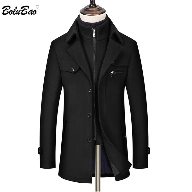 Bolubao Brand Wool Blend Coats Män Vinter Mäns Högkvalitativ Tjock Casual Ull Coat Fashion Wild Wool Overcoat Man 211122