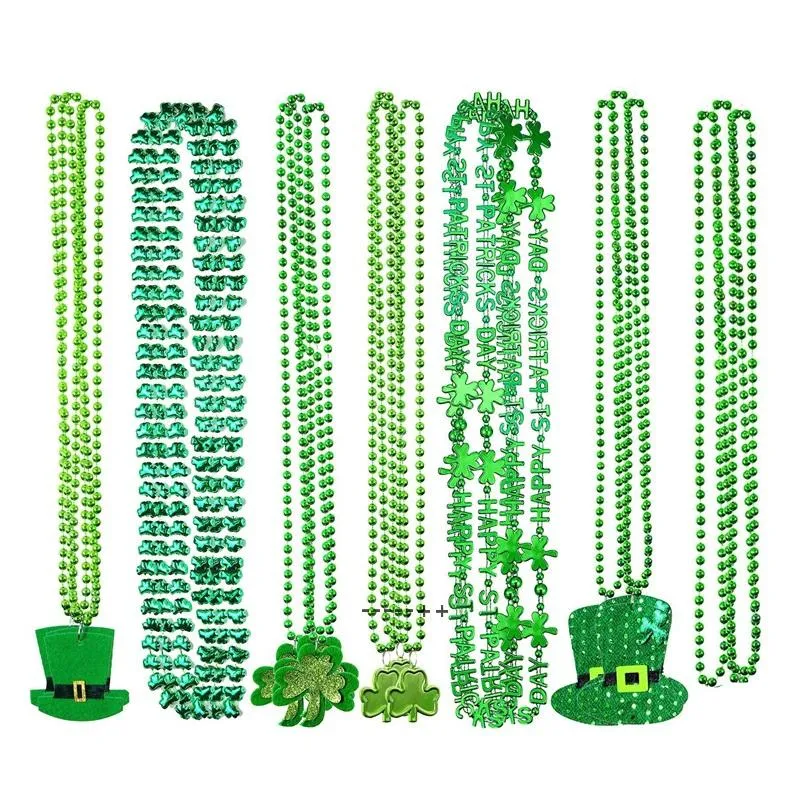 NEWSt Patricks Day Collier Electroplate Perlé Colliers Party Favor Irish Festival Décoration Fournitures RRF11748