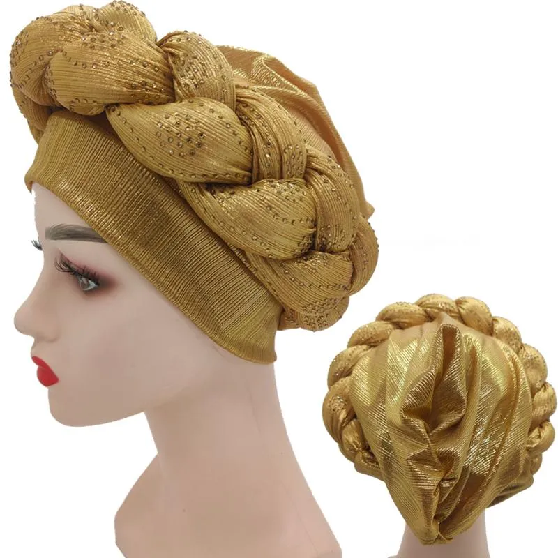 Rhinestone Turban Armainain Femme Блеск Упругие мусульманские Hijab Bonnet Женщины Головные Обертывания Корики Turbante Mujer Auto Gele Этническая Одежда