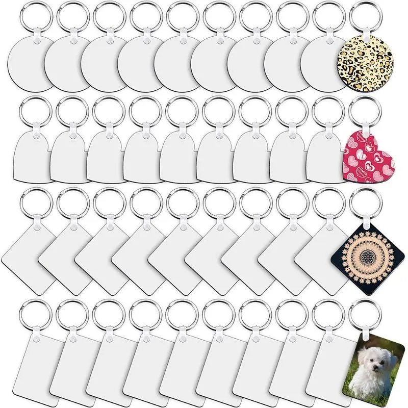 Keychains Sublimation Blank Keychain With Key Ring Heart/Square Shape Transfer For Christmas Valentine Day Present