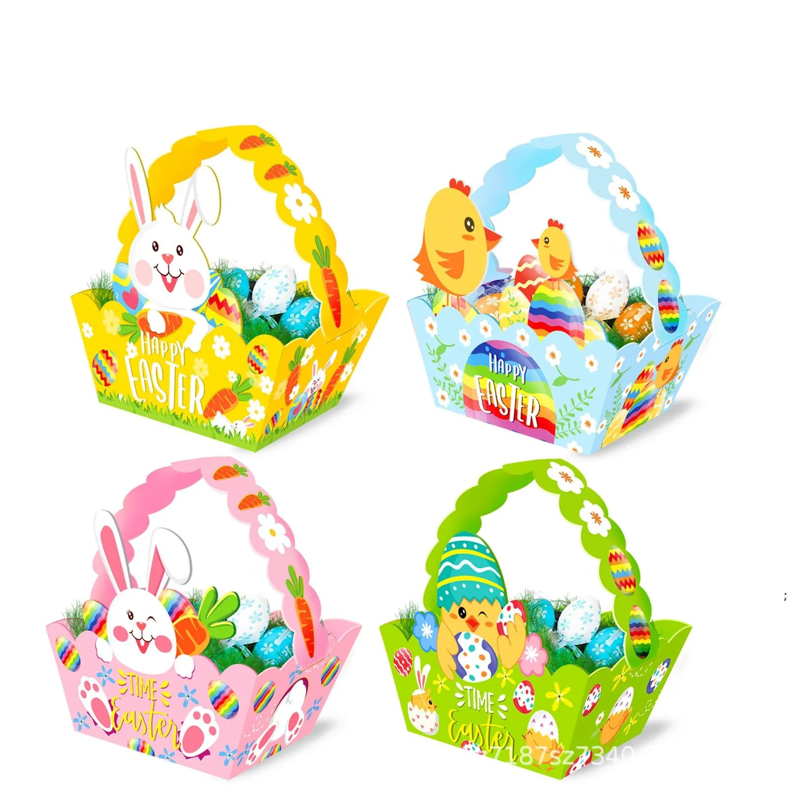 Emballage cadeau d'oeuf de lapin de Pâques boîte de cadeaux de fête de panier portable en trois dimensions en forme spéciale RRF13708