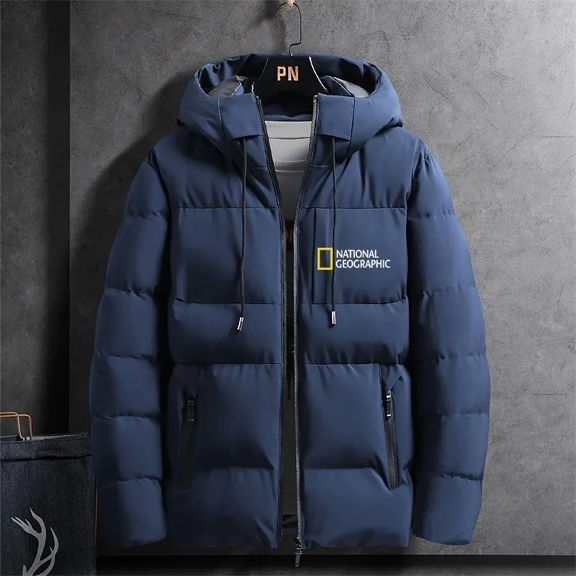 National Geographic Odzieżowa Kurtka Zimowa Mężczyźni Plus Rozmiar 4XL Bawełna Wyściełana Ciepła Parkowa Płaszcz Casual Męski Windbreaker 220301