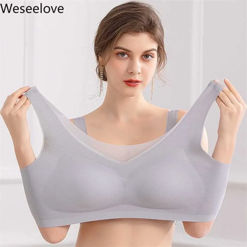 Weseelove Plus Size Bra Large Size Seamless Women Bra Without Frame Ultra Thin Bra Big Size Lingerie Comfort Sleep Bralette 7XL 211110