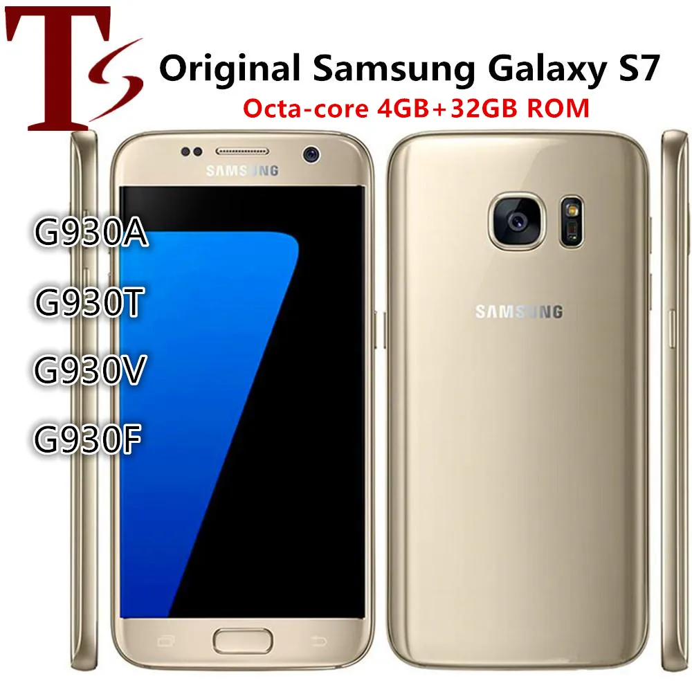 オリジナルのSamsung Galaxy S7改装されたG930F G930A G930T G930V 5.1インチQuad Core 4GB RAM 32GB ROM 12MP 4G LTEスマートフォン1PC