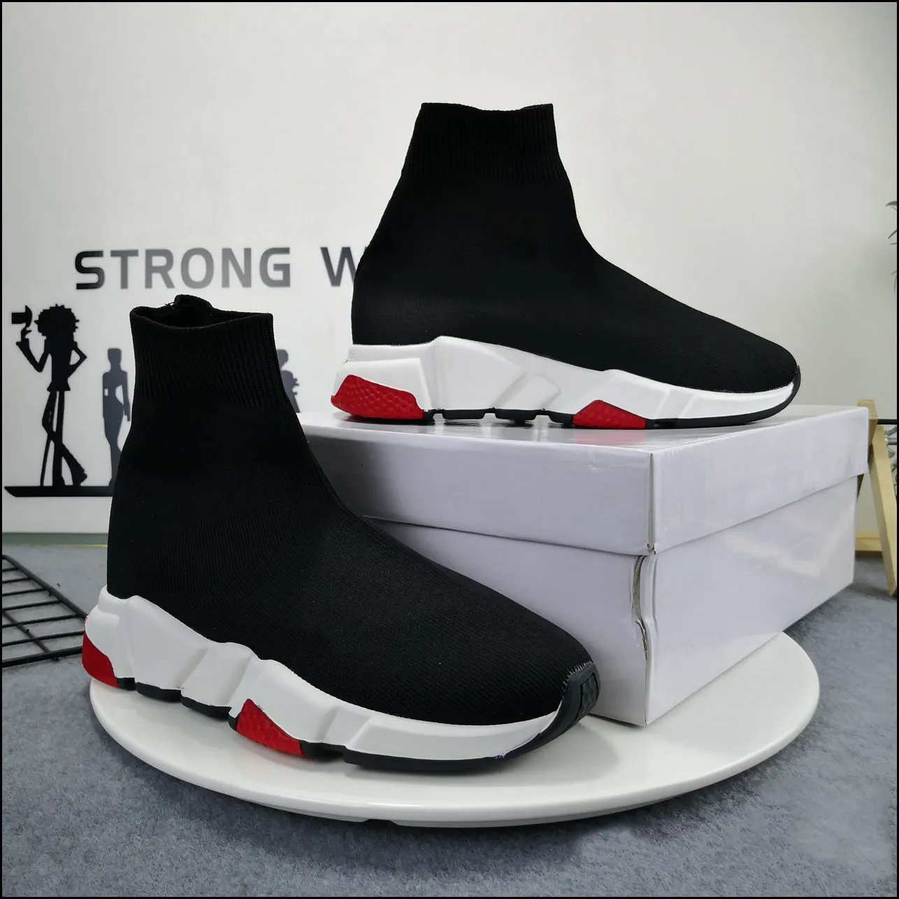 Man Woman Casual Buty Skarpety 1 2.0 Walking But Speed ​​Trainer Oryginalny Paryż Pani Czarne Białe Czerwone Koronki Skarpety Sportowe Sneakers Top Quality Buty Wyczyść Wyłączny rozmiar 35-45