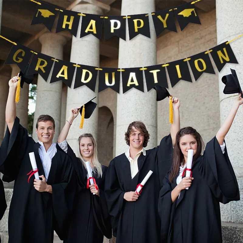 Banderas de papel de graduación, guirnalda rústica de felicitaciones, mantel de fiesta, chimenea, colgante de pared para el hogar ZYY849, 2021