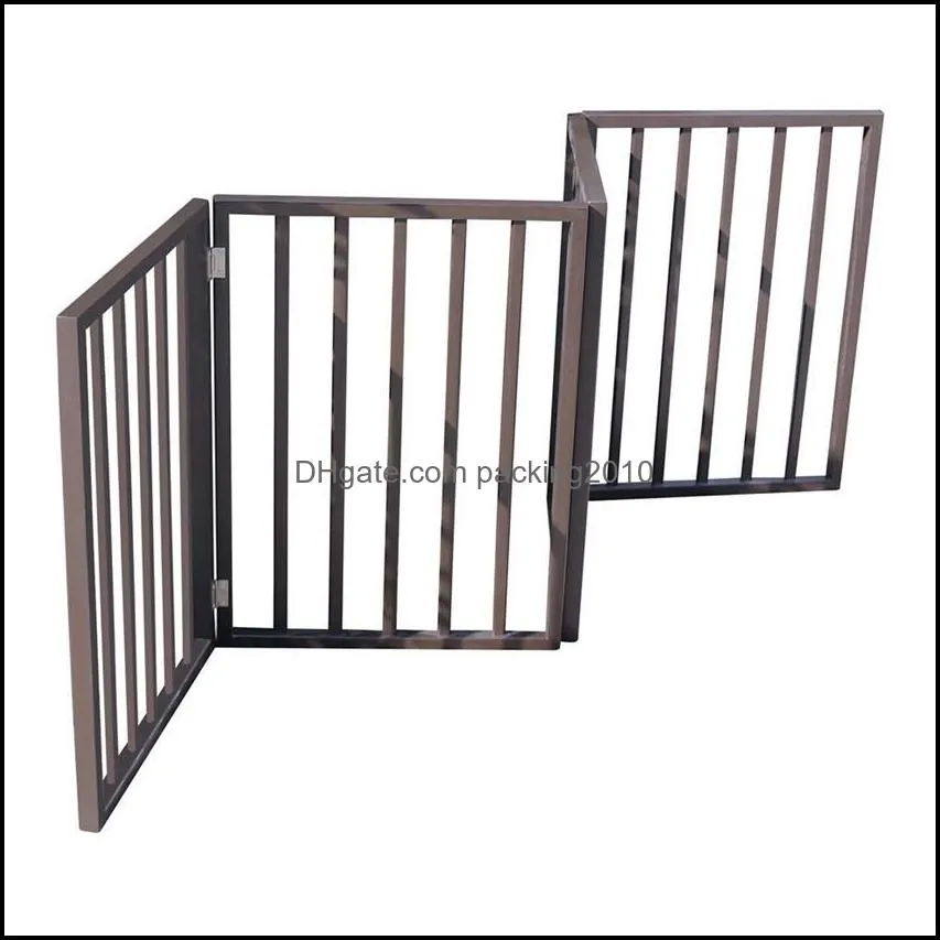 US Stock Home Decor Pet Gate Dog for Doorways, Stairs or House Freestanding, Folding,brown,Arc Woodena00 a16