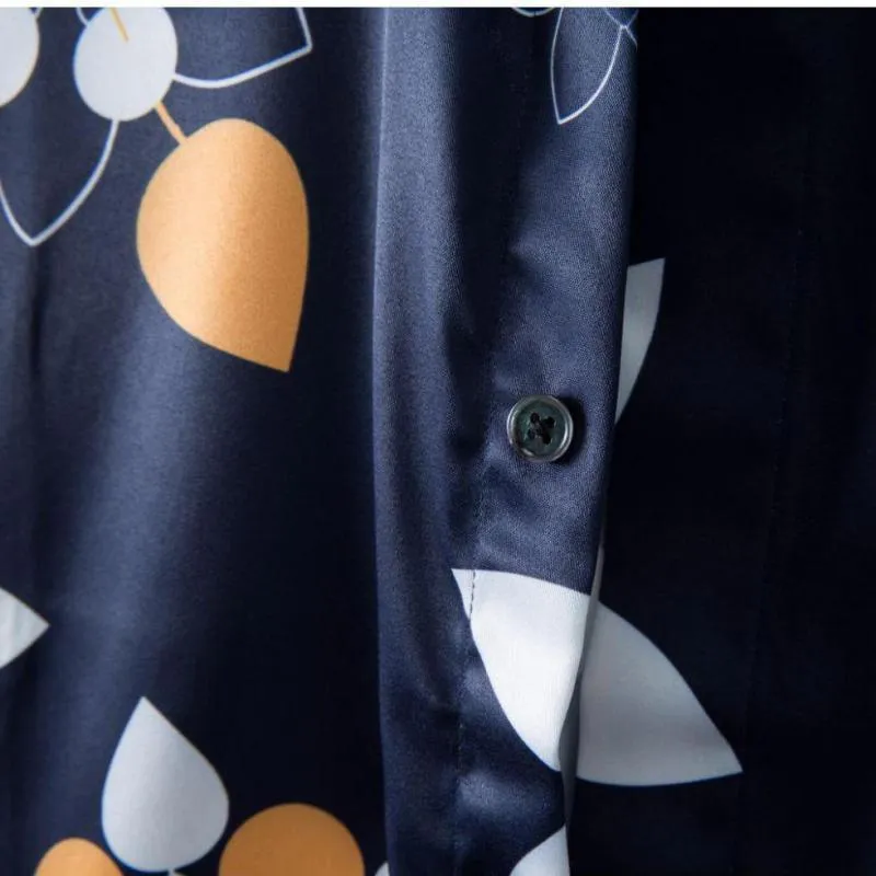 購入銀座 クラシックネイビーサマーメンズシャツ高品質の長袖の花すべての印刷されたパーティードレスファッションスリムフィット男性男性のカジュアルを 370 アウトレット 正規品 安い Www Escolaedim Com Br