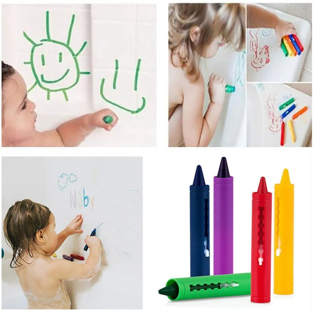 6 adet Yıkanabilir Doodle Kalem Boyama Kalemi Bebek Çocuk Banyo Yaratıcı Crayon Silinebilir Grafiti Eğitici Oyuncak Toptan