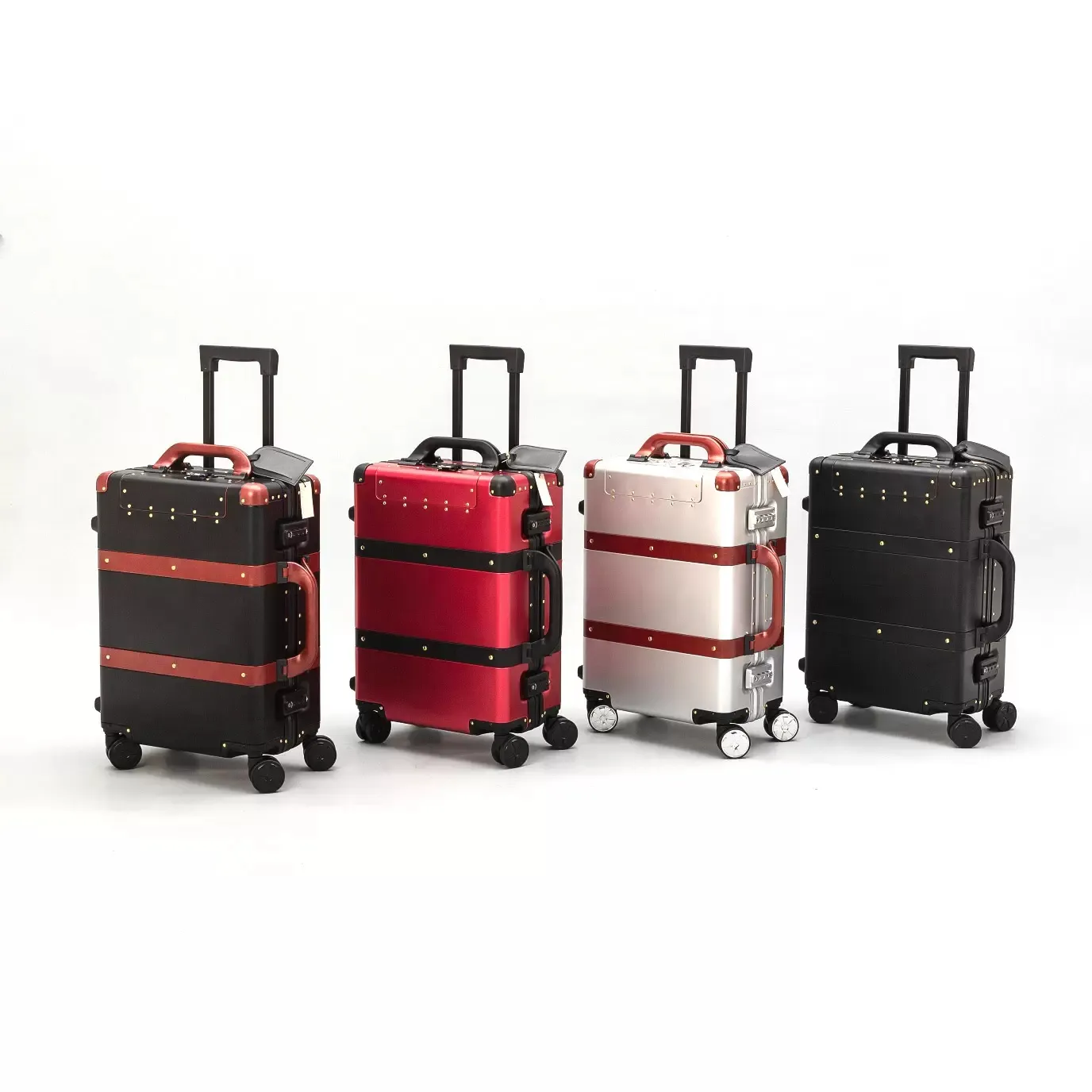 portare avanti Borsa da viaggio per andare all'estero goy Valigia con ruote marca famosa Spinner capacità Trolley Valigia con motivo decorativo Francese Europa lettera bianca lato argento2