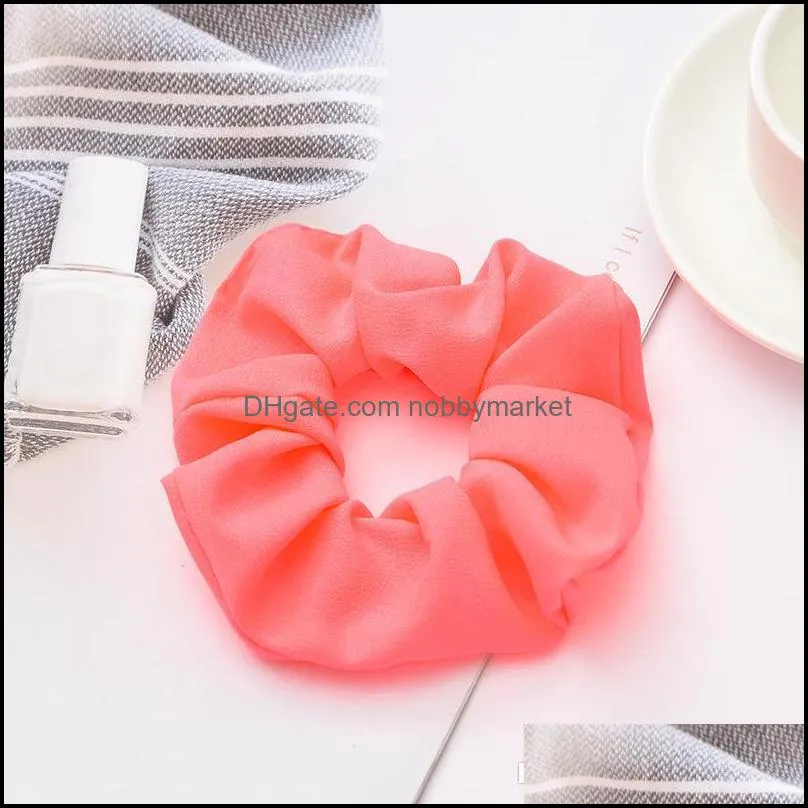 10 color Women Girls Solid Bright Color Summer Cloth Elastic Ring Hair Ties Accessories Ponytail Holder Hairbands Rubber Band