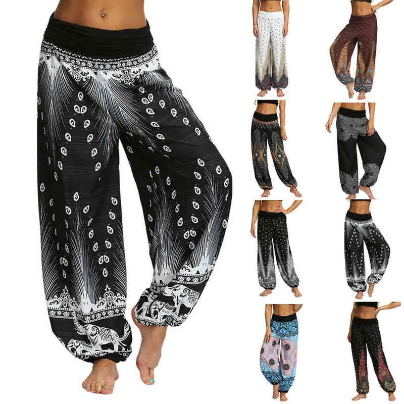 Fashion Bohemian Loose Pant Men Women Casual Hippy Trousers Baggy Aladdin Harem Pant Freeship Yoga Pants Leggings H1221