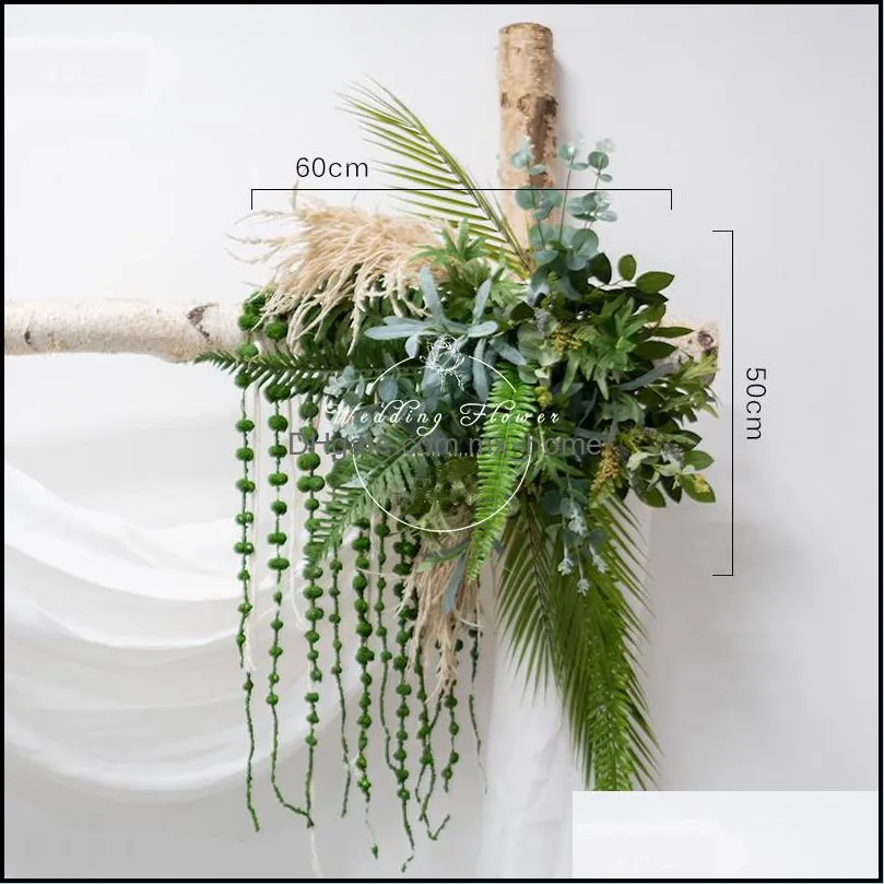 Decorative flower Custom Forest Wedding Arch Decor Artificial Flower Piece Nep Rij Guirland Green Plants Mall Event Party Photo Props