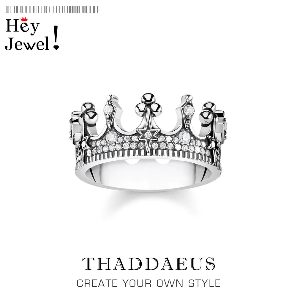 Bague Vintage Crown925 Sterling Silver Romantique Fine Jewerly2021 Été Marque Magique Boho Look Cadeau Pour Les Femmes