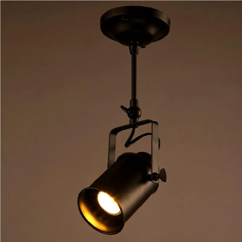 Loft Vintage LED Światła Światła Kutego Żelaza Sufit Lampy Odzieżowa Bar Spotlight Industrial American Style Rod Spot Oświetlenie