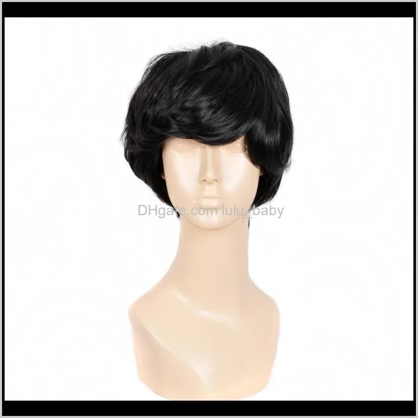 z&f hot sell fashion heat resistant synthetic straight black men`s wig sexy korean men`s male hair cosplay wigs