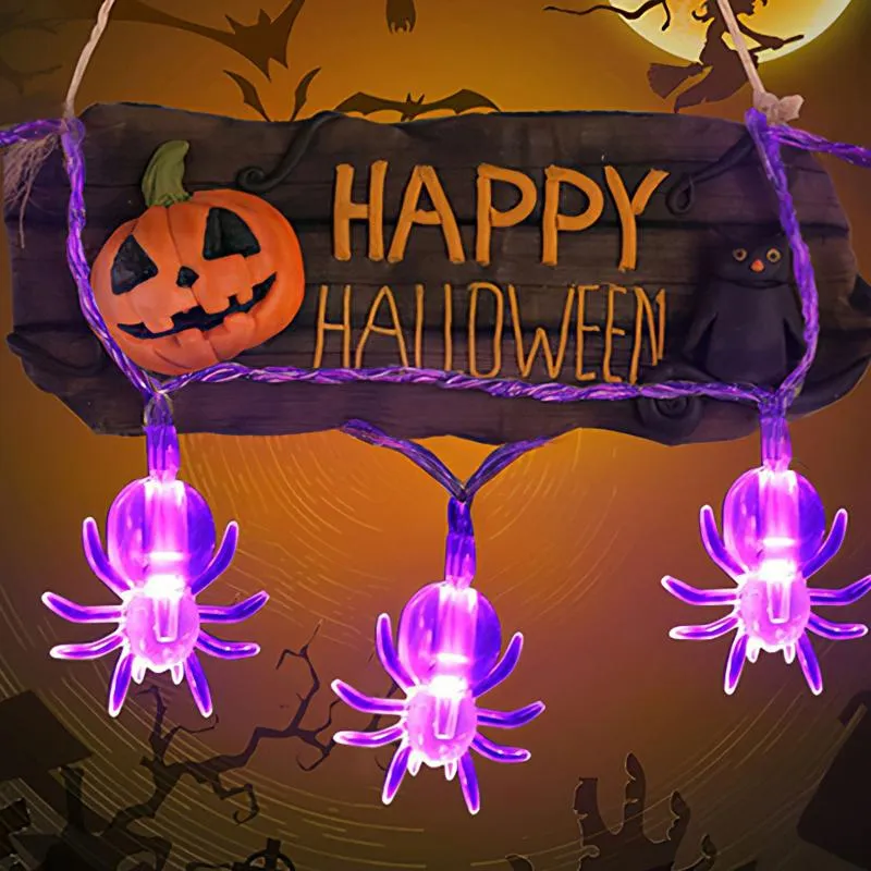 Cordes 6.5M 30LED s SpiderBat forme chaîne lumière solaire alimenté lampe étanche violet fée pour extérieur jardin Halloween décor