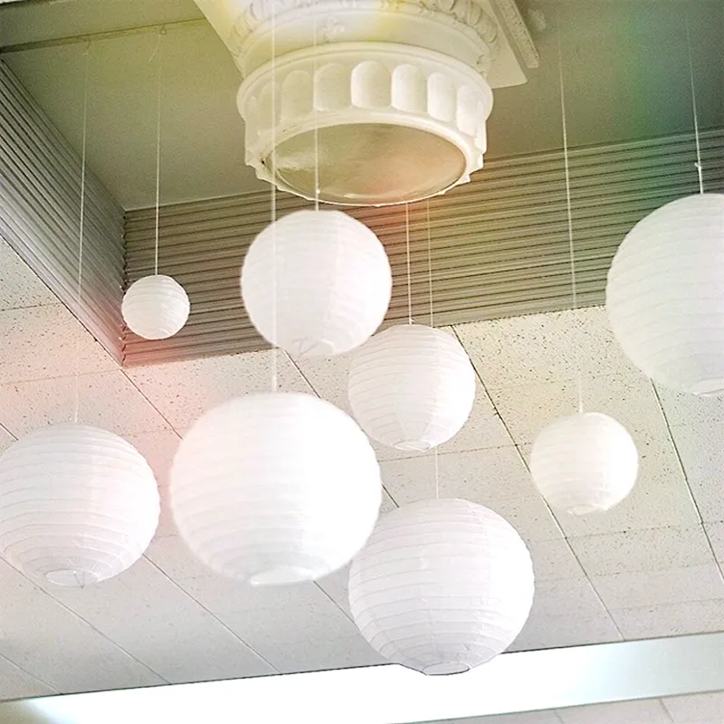 15 pièces blanc rond lanternes en papier boule chinoise lanterne en papier fête de mariage noël suspendu bricolage décor faveur papier étagère murale