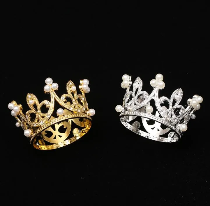 Kuchenwerkzeuge Mini Kronprinzessin Topper Kristall Perle Tiara Kinder Haarschmuck für Hochzeit Geburtstag Party Kuchen-Dekorationswerkzeuge SN4362