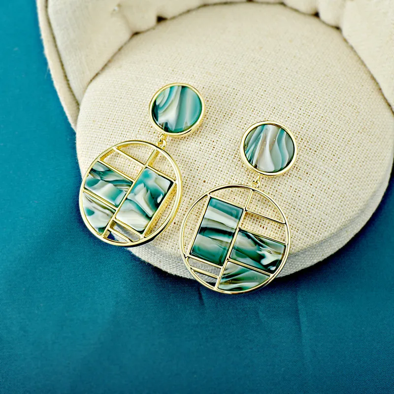 Acrylic Earrings for Women Girl Statement Resin Acetate Drop Dangle Earring Mottled Hoop Earrings Fashion Jewelry