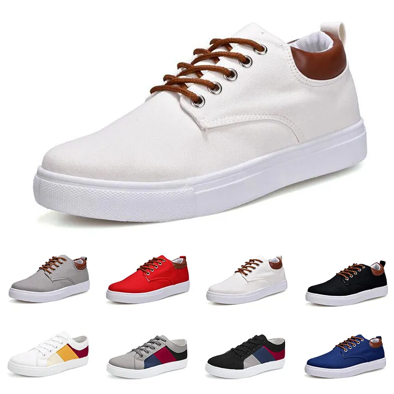 2024 Men Fashion Canvas Sneakers Skor Svart Vit Blå Grå Röd Khaki Mens Casual Out Jogging Walking Poart Twenty One