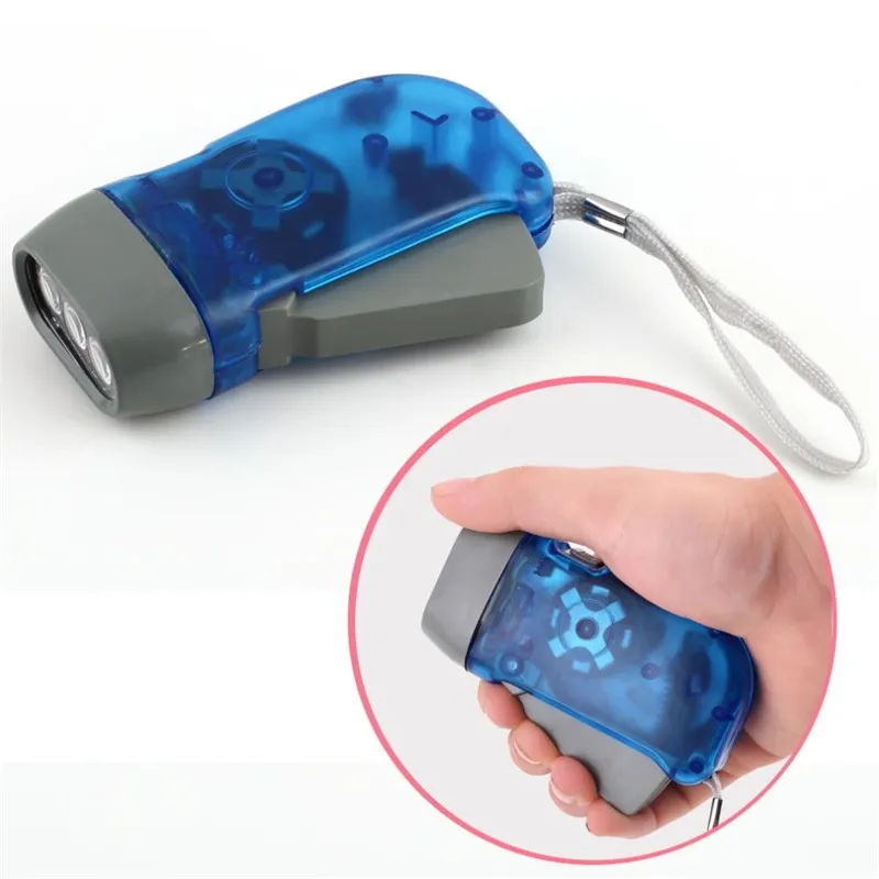 LED Gadget 3 Leds Hand Pressing Dynamo Crank Power Wind Up Flashlight Torch Lamp For Outdoor Home