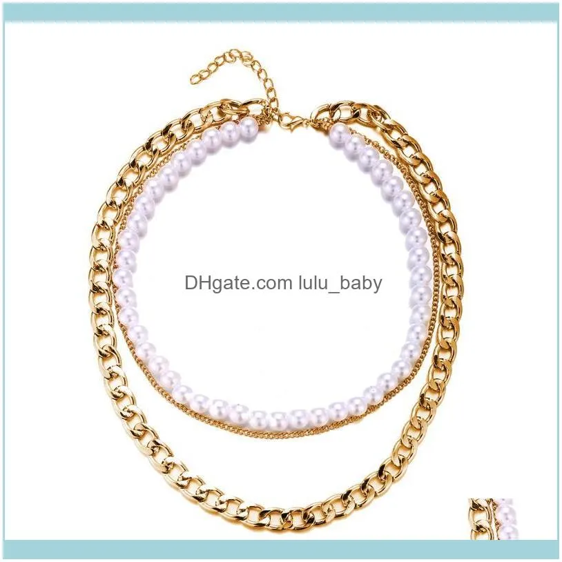 Chains Europe And America Fashion Multi-layer Necklaces For Women Pearl Clavicle Chain Bohemian Gold Choker Trendy 2021 Jewelry