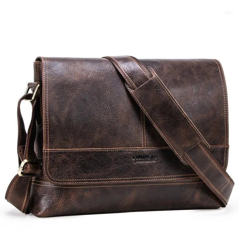 Подлинный кожаный мужской портфель для бизнес -сумки для работы с большой емкостью ноутбук офис туристический мессенджер мужски 1 плечо 1