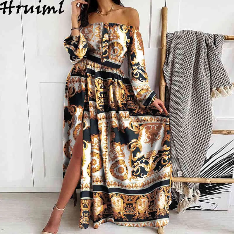 Printed high waist and large swing evening clearance dress