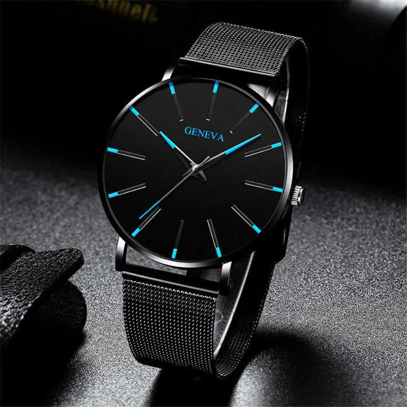 Orologi da polso Uomini minimalisti Orologi ultra sottili Orologio da polso al quarzo con cinturino in maglia di acciaio inossidabile da lavoro semplice Relogio Masculino